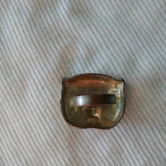 Metal  Owl Ring with Black Eyes, 6.5 - Picture 4 of 4